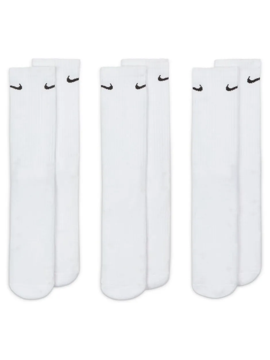 Sokken|Sokken*Nike - Ronde hals - Everyday set van 3 paar verzachte sokken met boord Wit