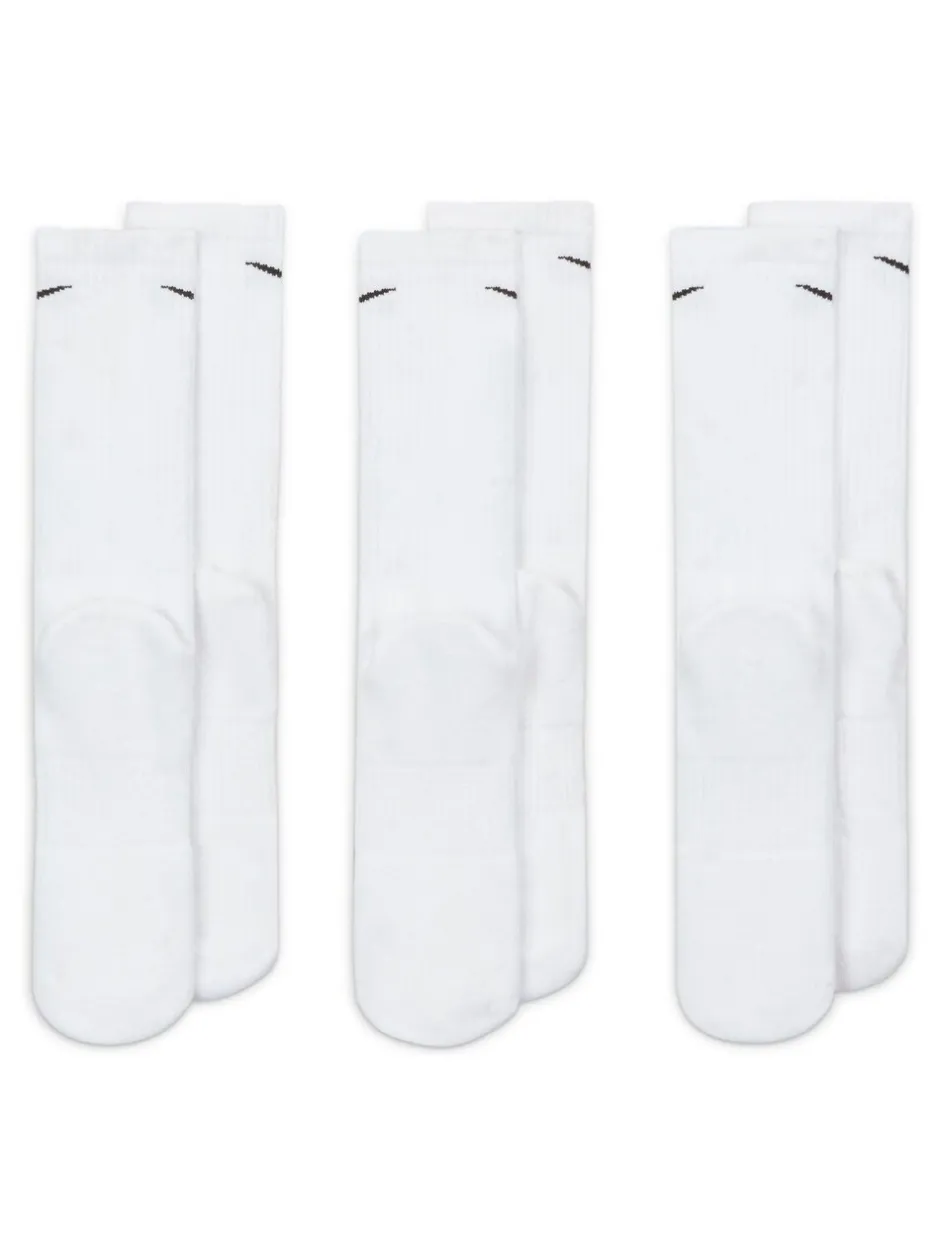 Sokken|Sokken*Nike - Ronde hals - Everyday set van 3 paar verzachte sokken met boord Wit