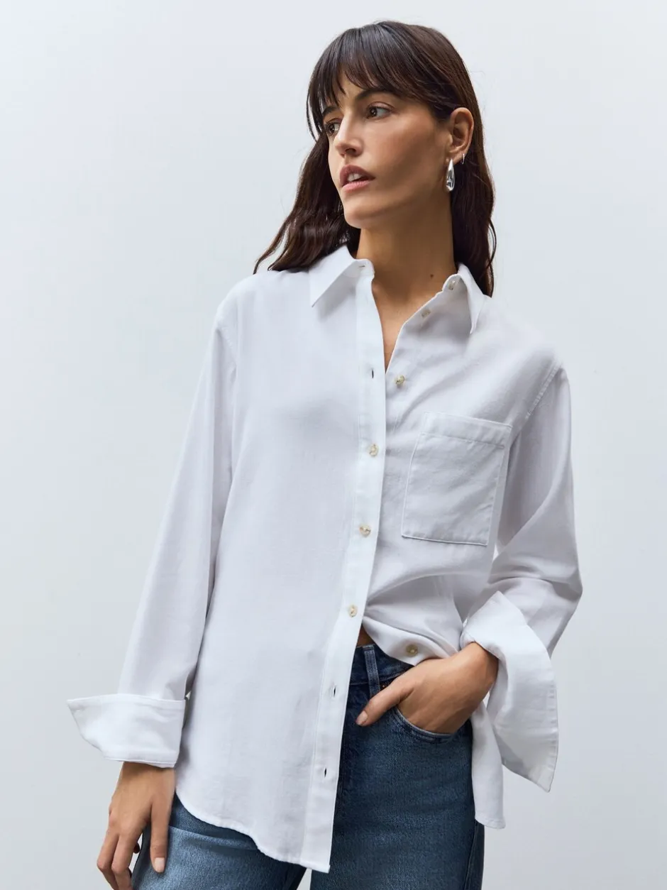 Blouses En Overhemden*Next - Ruimvallend 100% katoenen button-down casual overhemd met lange mouwen Wit
