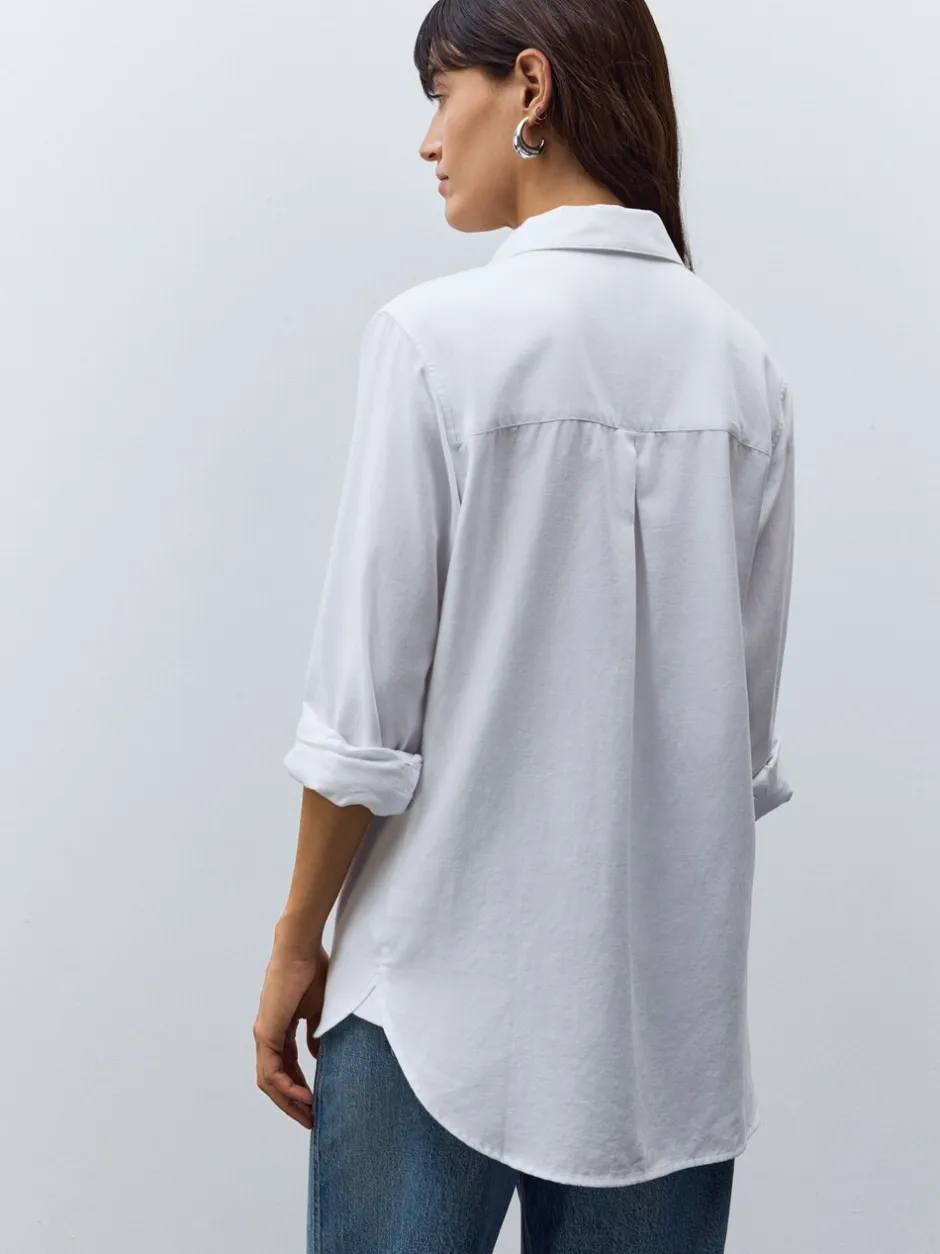 Blouses En Overhemden*Next - Ruimvallend 100% katoenen button-down casual overhemd met lange mouwen Wit