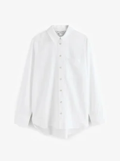 Blouses En Overhemden*Next - Ruimvallend 100% katoenen button-down casual overhemd met lange mouwen Wit
