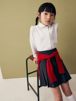 Overhemden En Blouses*Next Wit - Schoolblouse met lange mouwen en gegolfde kantafwerking (3-14 jr)