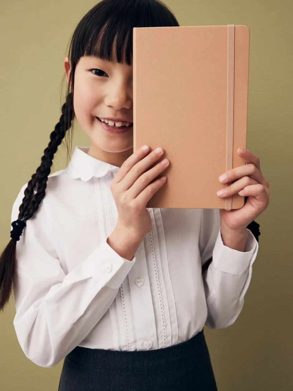 Overhemden En Blouses*Next Wit - Schoolblouse met lange mouwen en gegolfde kantafwerking (3-14 jr)