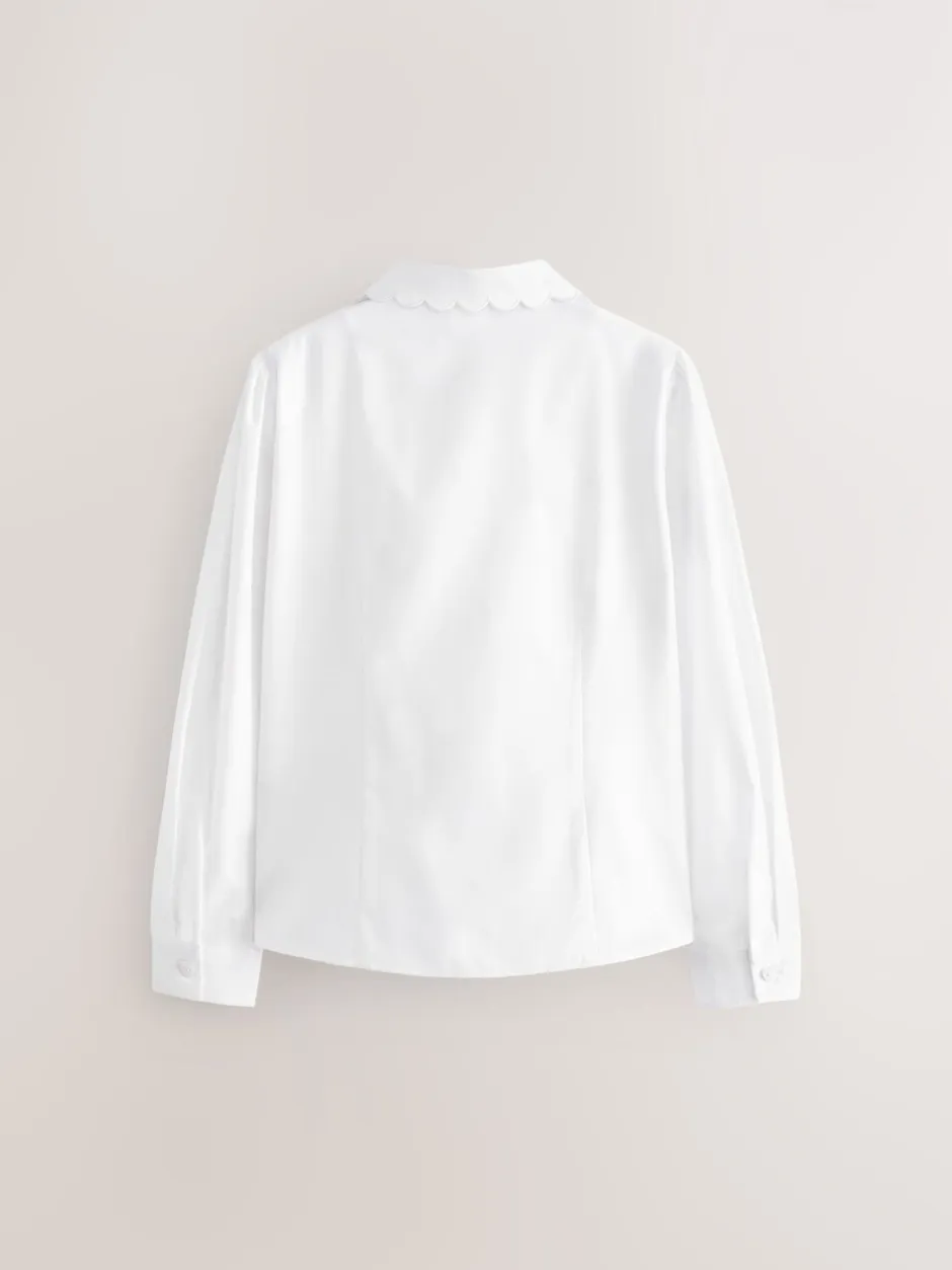 Overhemden En Blouses*Next Wit - Schoolblouse met lange mouwen en gegolfde kantafwerking (3-14 jr)
