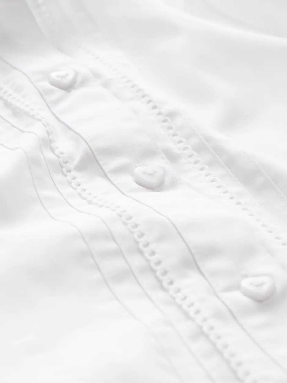 Overhemden En Blouses*Next Wit - Schoolblouse met lange mouwen en gegolfde kantafwerking (3-14 jr)