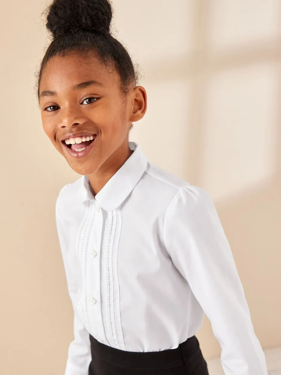 Schoolkleding|Overhemden En Blouses*Next Wit - Schoolblouse met lange mouwen en kantafwerking (3-14 jr)
