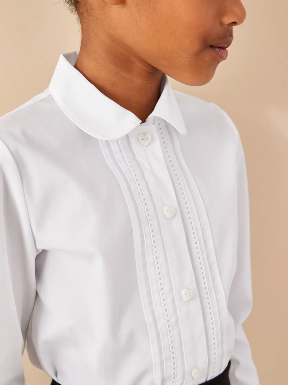 Schoolkleding|Overhemden En Blouses*Next Wit - Schoolblouse met lange mouwen en kantafwerking (3-14 jr)