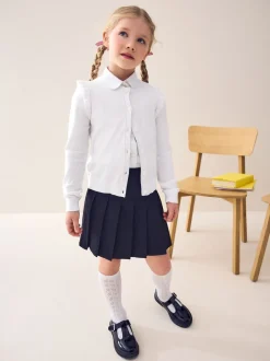 Schoolkleding|Gebreide Kleding|Next Wit - Schoolvest met hoog katoengehalte en ruches op de schouders (3-16 jr)