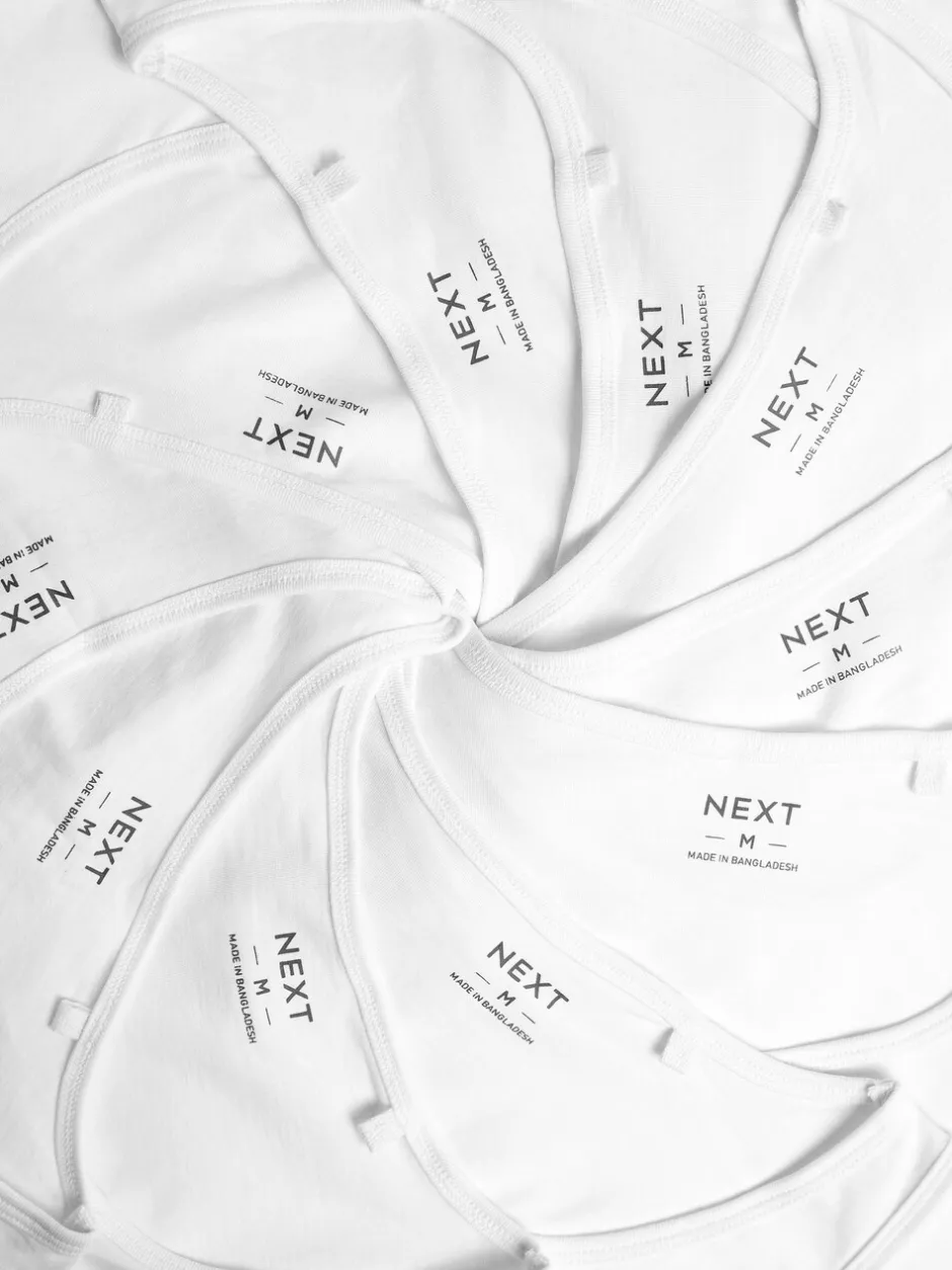 Ondergoed|Ondergoed|Next Wit - Set van 10 100% katoenen hemden met laagjes