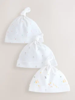 Mutsjes En Antikrabwantjes*Next Wit - Set van 3 babymutsen met gestrikte bovenkant (0-12 mnd)