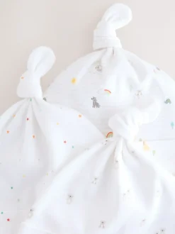 Mutsjes En Antikrabwantjes*Next Wit - Set van 3 babymutsen met gestrikte bovenkant (0-12 mnd)