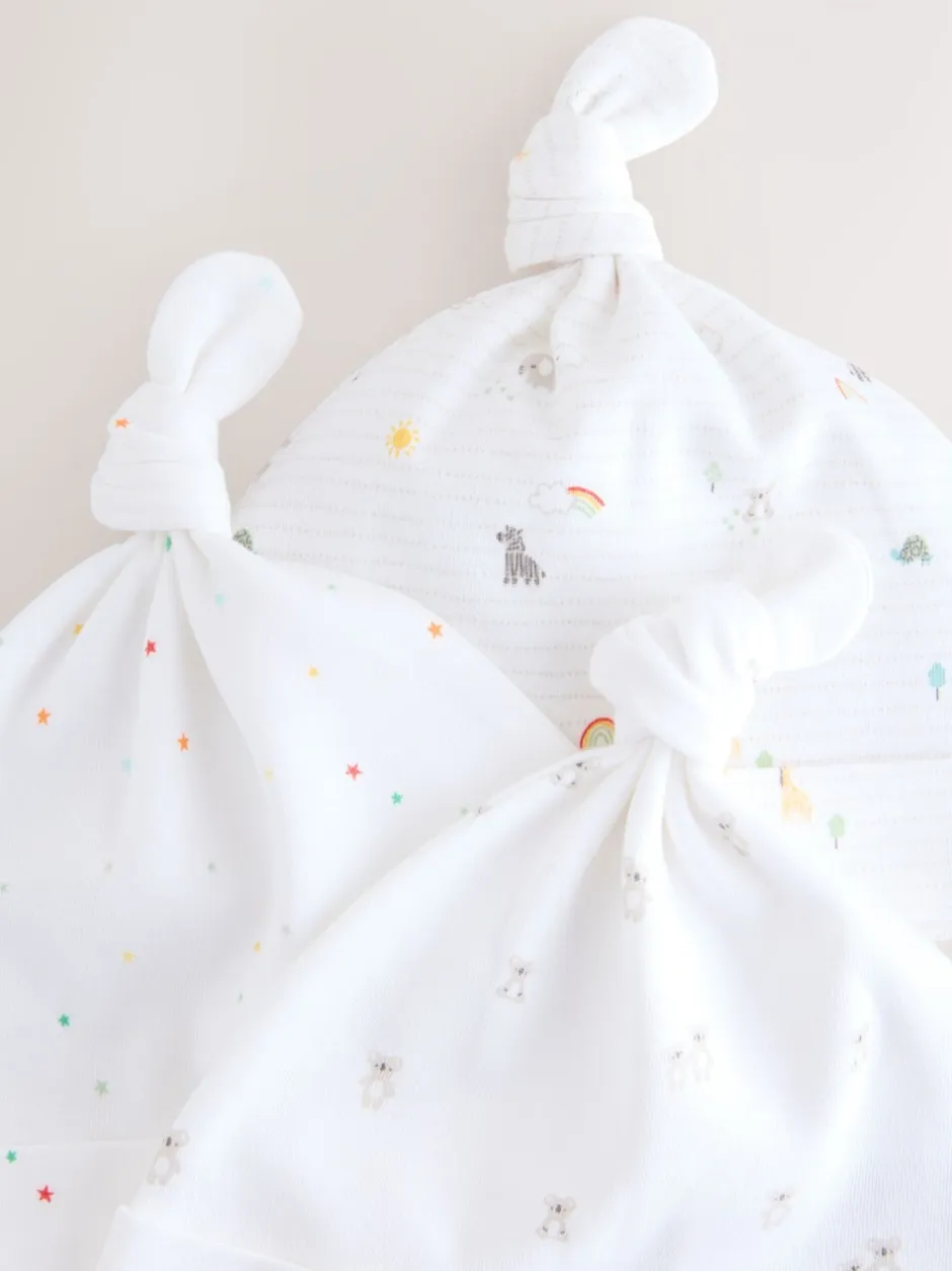 Mutsjes En Antikrabwantjes*Next Wit - Set van 3 babymutsen met gestrikte bovenkant (0-12 mnd)