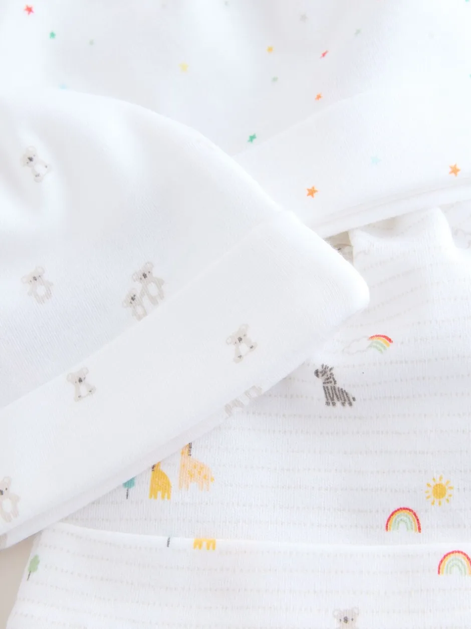 Mutsjes En Antikrabwantjes*Next Wit - Set van 3 babymutsen met gestrikte bovenkant (0-12 mnd)
