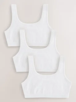 Alle Ondergoed*Next Wit - Set van 3 crop tops met diepe ronde hals (5 - 16 jr)