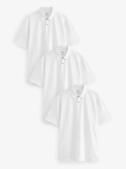 Poloshirts|Next Wit - Set van 3 jersey poloshirts met korte mouwen