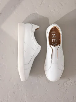 Sneakers|Next - Signature Premium Leather Laceless Slip-On Trainers Wit