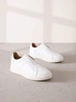 Sneakers|Next - Signature Premium Leather Laceless Slip-On Trainers Wit
