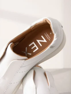Sneakers|Next - Signature Premium Leather Laceless Slip-On Trainers Wit