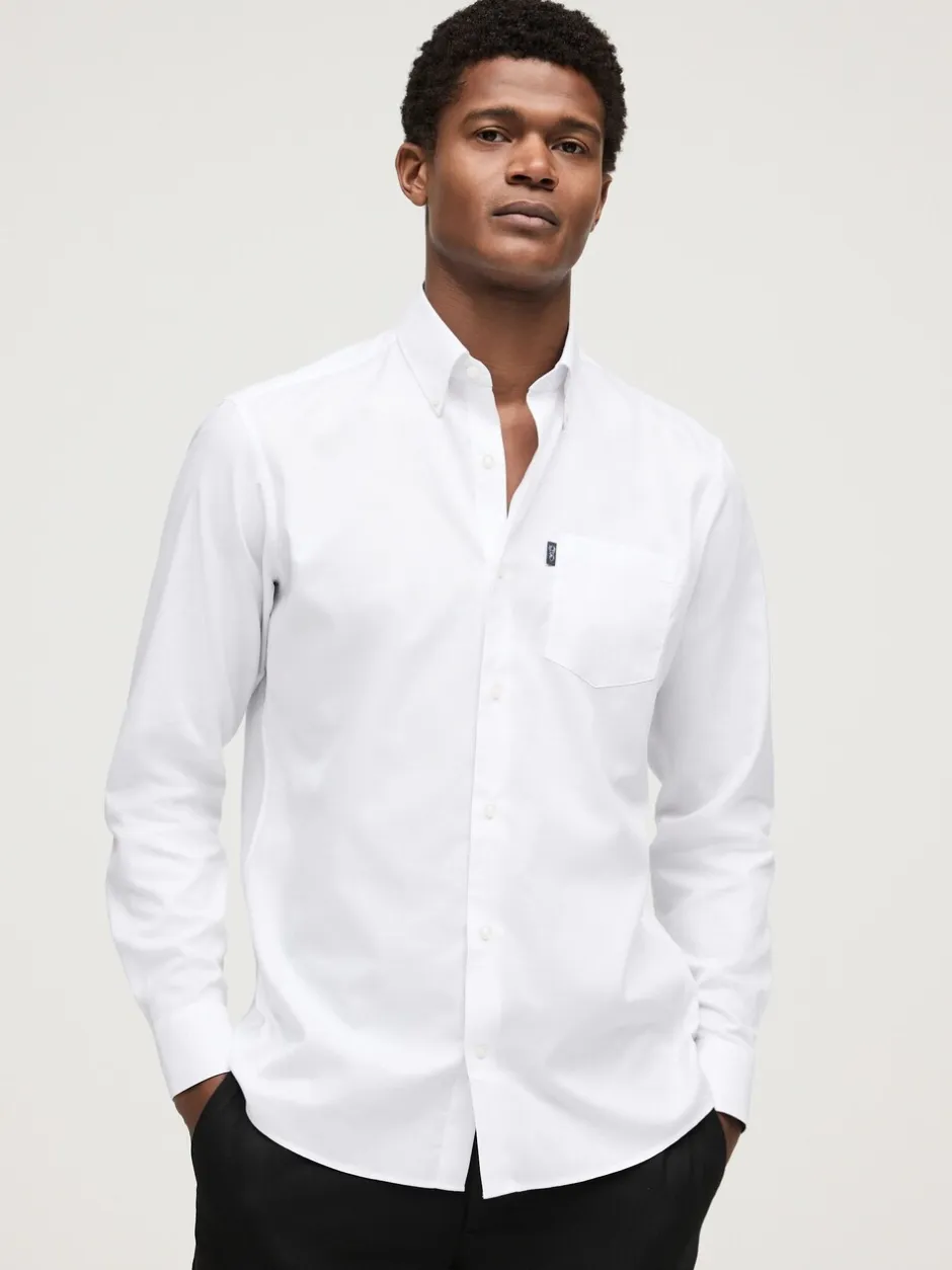Formele Overhemden|Shirts*Next Wit - Slim Fit - Gemakkelijk te strijken Oxford overhemd met doorlopende knopen