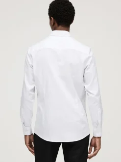 Formele Overhemden|Shirts*Next Wit - Slim Fit - Gemakkelijk te strijken Oxford overhemd met doorlopende knopen