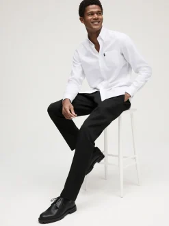 Formele Overhemden|Shirts*Next Wit - Slim Fit - Gemakkelijk te strijken Oxford overhemd met doorlopende knopen