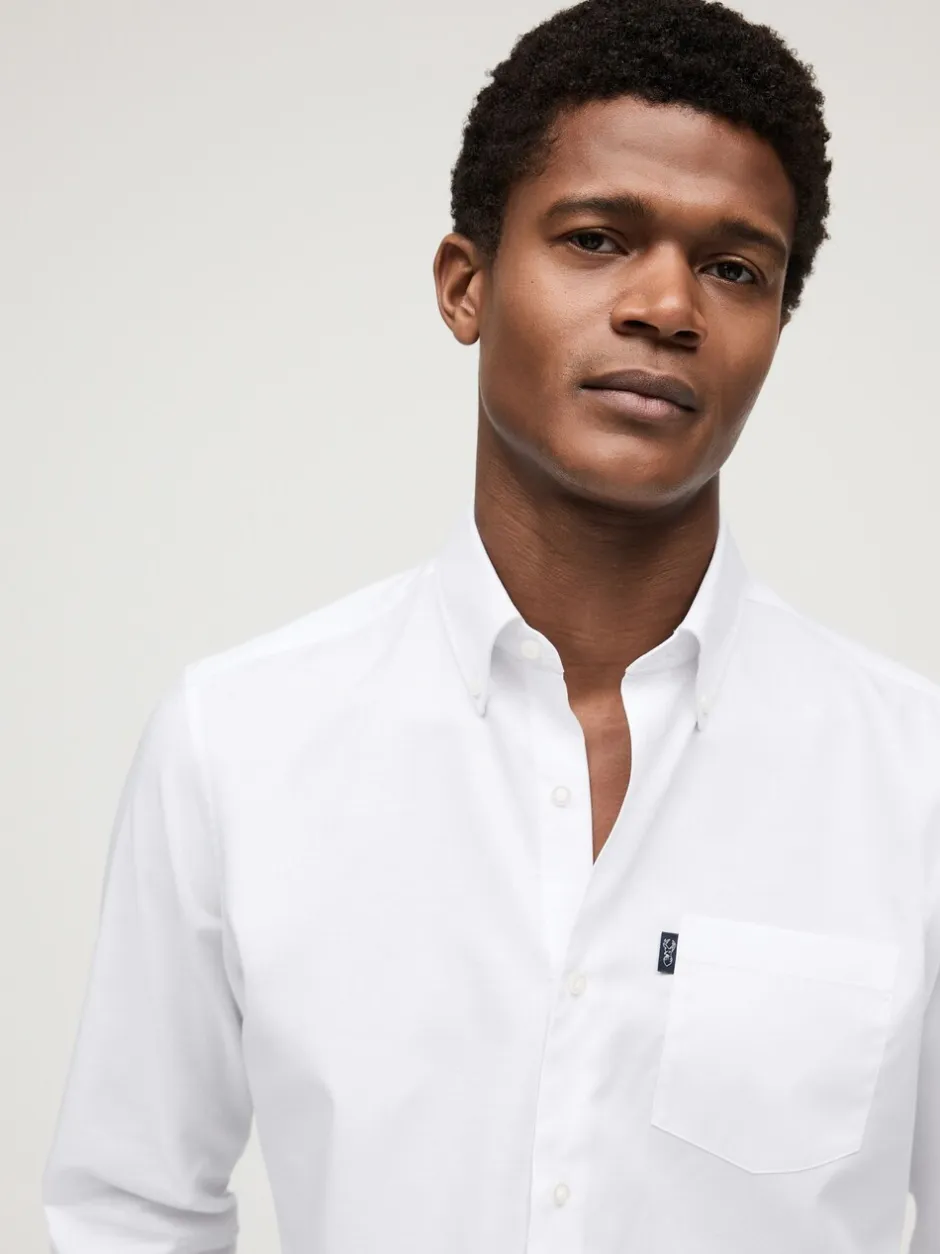 Formele Overhemden|Shirts*Next Wit - Slim Fit - Gemakkelijk te strijken Oxford overhemd met doorlopende knopen