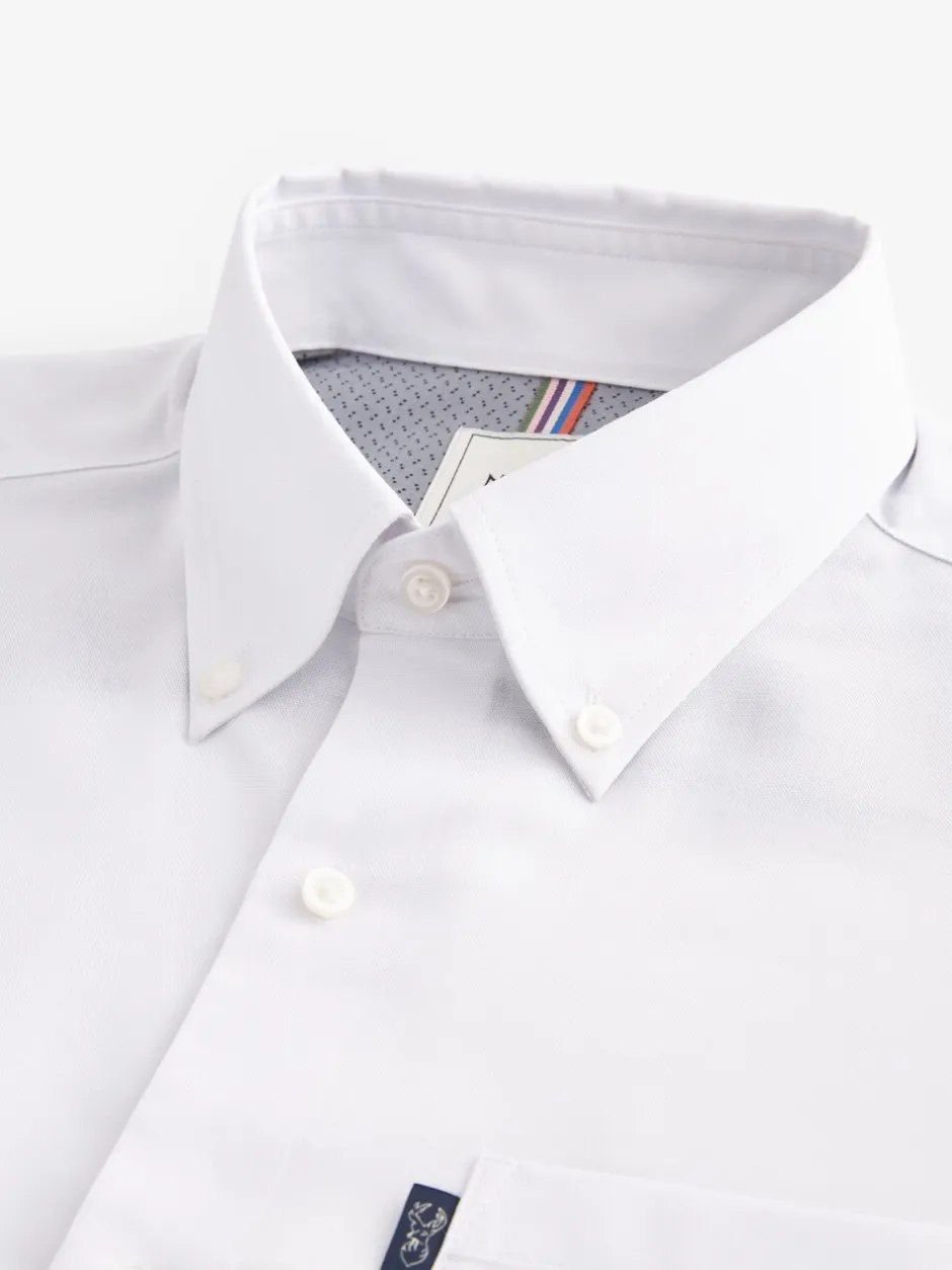 Formele Overhemden|Shirts*Next Wit - Slim Fit - Gemakkelijk te strijken Oxford overhemd met doorlopende knopen