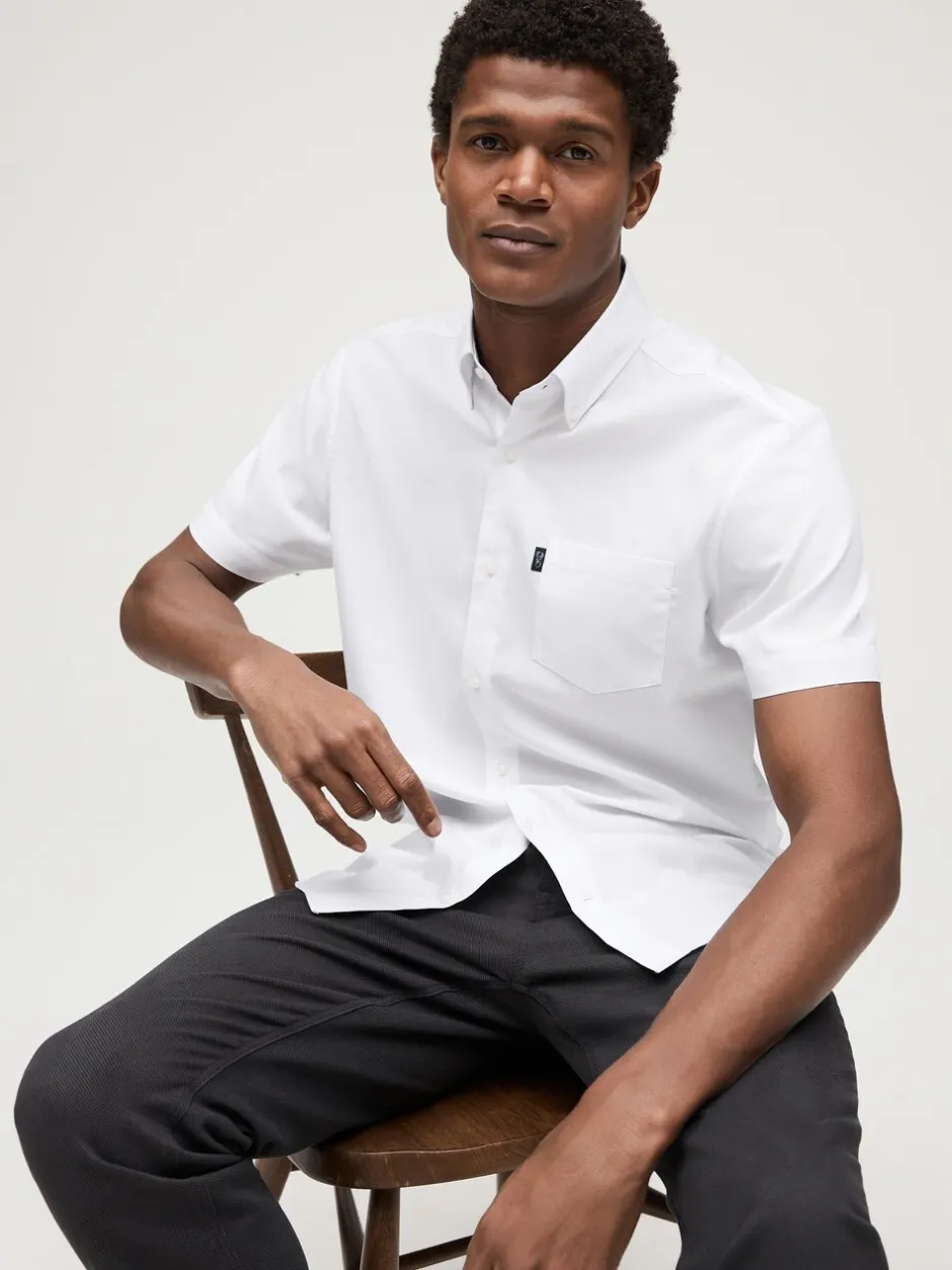 Formele Overhemden|Next - Slim Fit - Gemakkelijk te strijken Oxford overhemd met korte mouwen en knopen Wit