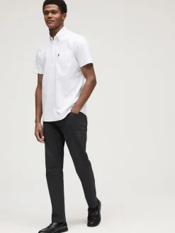 Formele Overhemden|Next - Slim Fit - Gemakkelijk te strijken Oxford overhemd met korte mouwen en knopen Wit