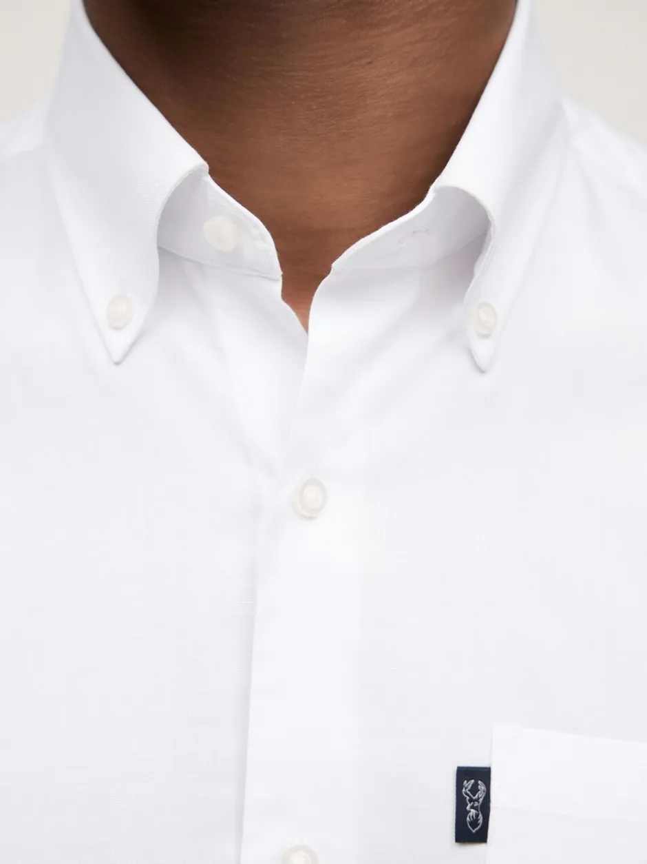 Formele Overhemden|Next - Slim Fit - Gemakkelijk te strijken Oxford overhemd met korte mouwen en knopen Wit