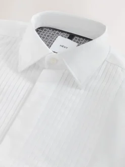 Formele Overhemden|Shirts*Next Wit - Slim Fit - Occasion Pleated Bib Double Cuff Dress Shirt