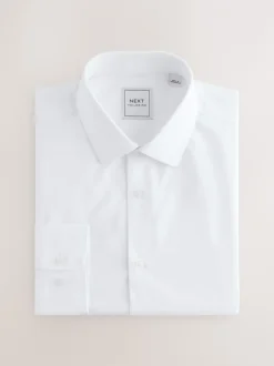 Formele Overhemden|Shirts|Next Wit - Slim Fit - Onderhoudsvriendelijke nette overhemden met lange mouwen met enkele manchetten, verpakking van 2