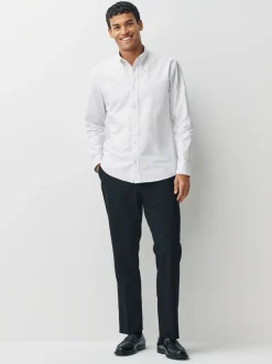 Formele Overhemden|Shirts*Next Wit - Slim Fit - Oxford-hemd met lange mouwen