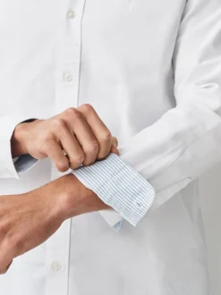 Formele Overhemden|Shirts*Next Wit - Slim Fit - Oxford-hemd met lange mouwen