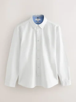 Formele Overhemden|Shirts*Next Wit - Slim Fit - Oxford-hemd met lange mouwen