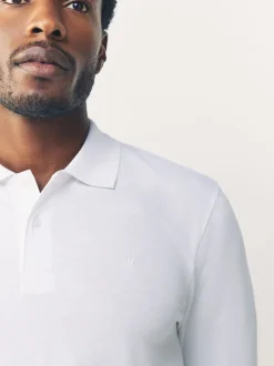 Poloshirts*Next - Slim Fit - Piqué polo met lange mouwen Wit