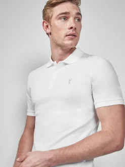 Poloshirts|T-Shirts En Hemden|Next Wit - Slim Fit - Piqué poloshirt met korte mouwen