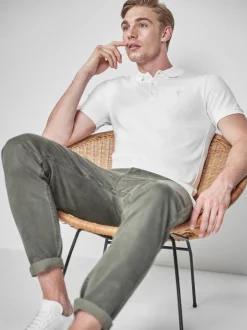 Poloshirts|T-Shirts En Hemden|Next Wit - Slim Fit - Piqué poloshirt met korte mouwen