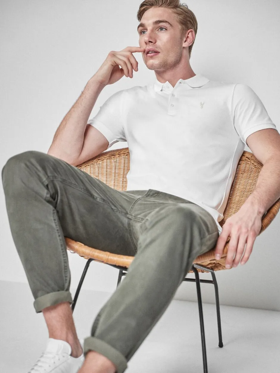 Poloshirts|T-Shirts En Hemden|Next Wit - Slim Fit - Piqué poloshirt met korte mouwen
