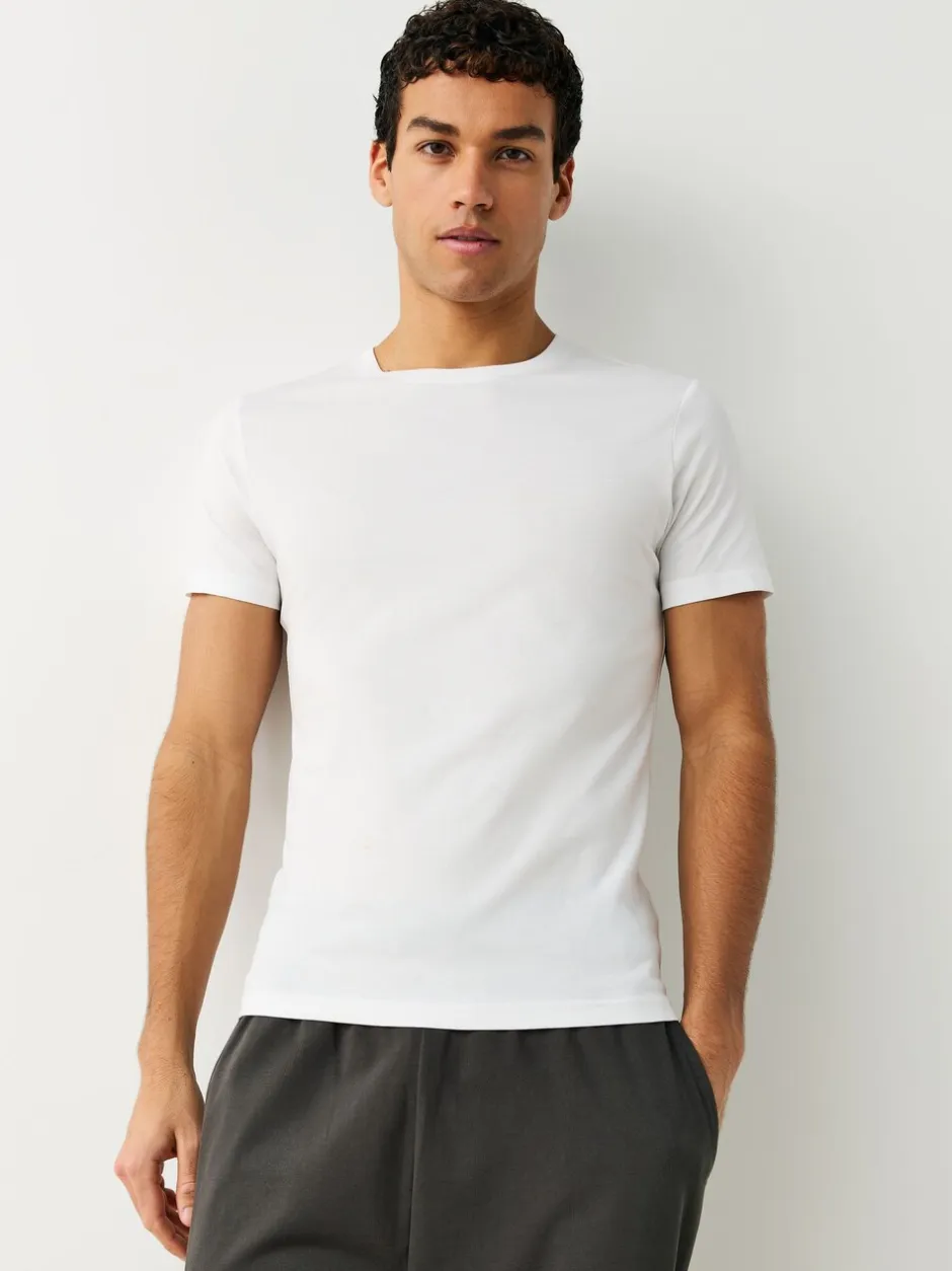 Ondergoed|Ondergoed|Next Wit - Slim Fit - Set van 5 100% katoenen T-shirts met laagjes