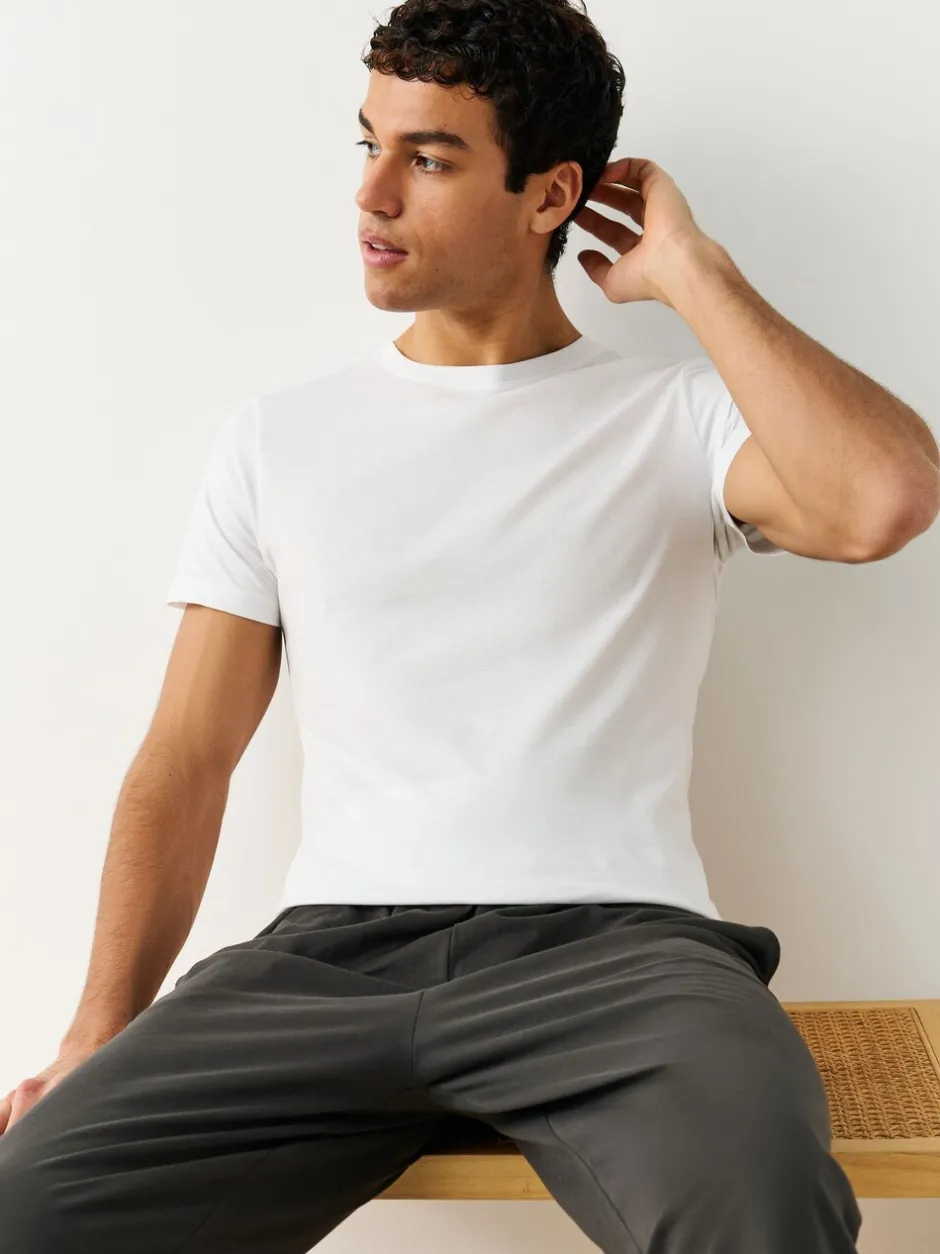 Ondergoed|Ondergoed|Next Wit - Slim Fit - Set van 5 100% katoenen T-shirts met laagjes