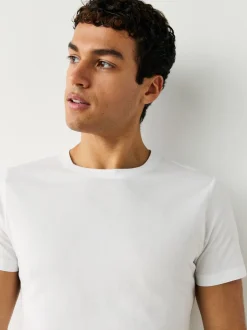 Ondergoed|Ondergoed|Next Wit - Slim Fit - Set van 5 100% katoenen T-shirts met laagjes