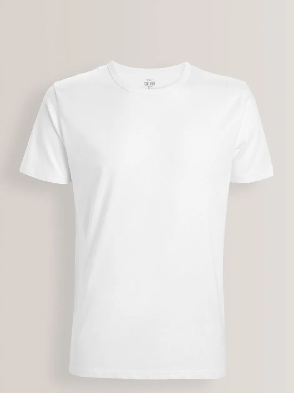 Ondergoed|Ondergoed|Next Wit - Slim Fit - Set van 5 100% katoenen T-shirts met laagjes
