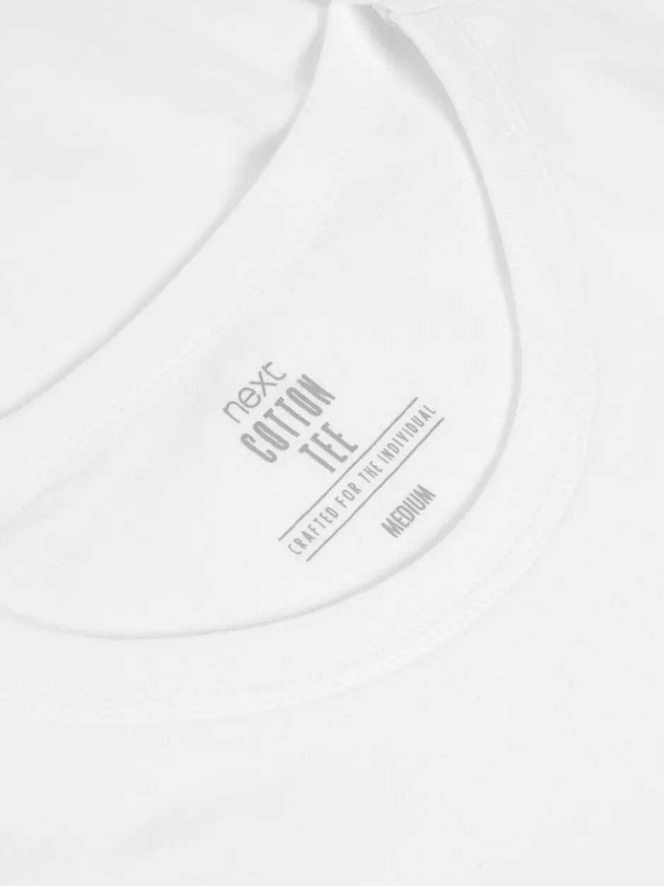 Ondergoed|Ondergoed|Next Wit - Slim Fit - Set van 5 100% katoenen T-shirts met laagjes