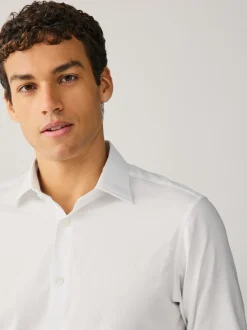 Formele Overhemden*Next - Slim Fit - Signature Textured Long Sleeve Shirt Wit