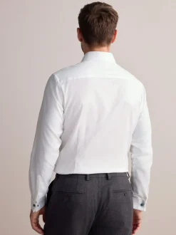 Shirts*Next - Slim Fit - Signature premium 100% katoenen overhemd met textuur Wit