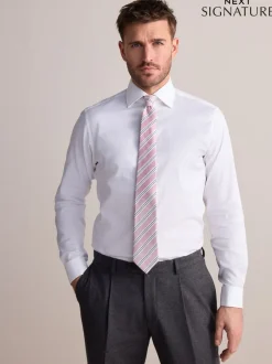 Shirts*Next - Slim Fit - Signature premium 100% katoenen overhemd met textuur Wit