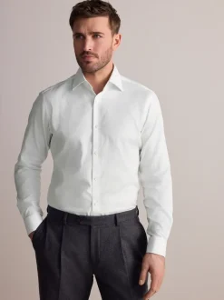 Shirts*Next - Slim Fit - Signature premium 100% katoenen overhemd met textuur Wit