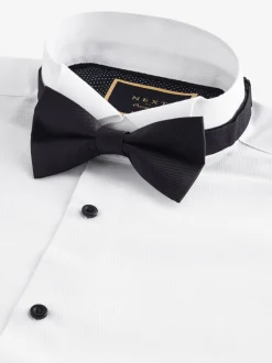 Formele Overhemden|Shirts|Next Wit - Slim Fit - Slim Fit Single Cuff Shirt With Wing Collar And Bow Tie Pack