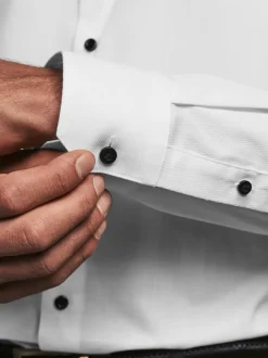 Formele Overhemden|Shirts|Next Wit - Slim Fit - Slim Fit Single Cuff Shirt With Wing Collar And Bow Tie Pack